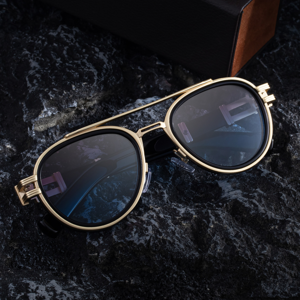 Men's Retro Metal Oval Sunglasses - Stylish Double Bridge Frame – Vintage Sun Protection Eyewear with UV400 Custom Eyewear