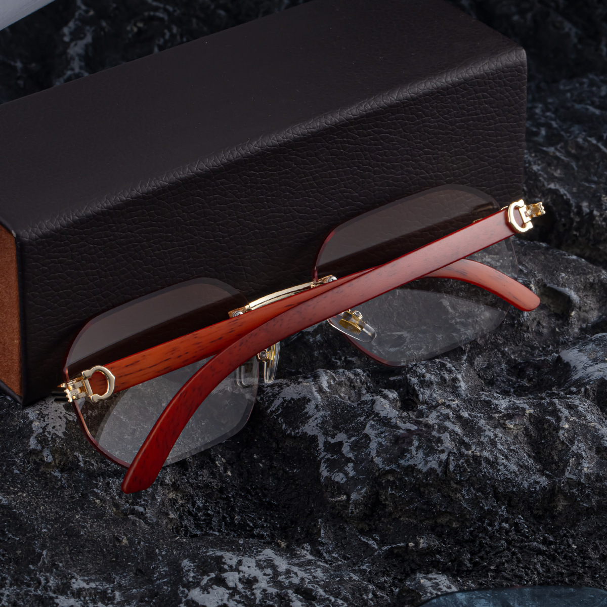 Men's Trendy Rimless Photochromic Sunglasses - Unique High-End Outdoor Eyewear with Adaptive UV Protection – Lightweight & Stylish Details and Specifications