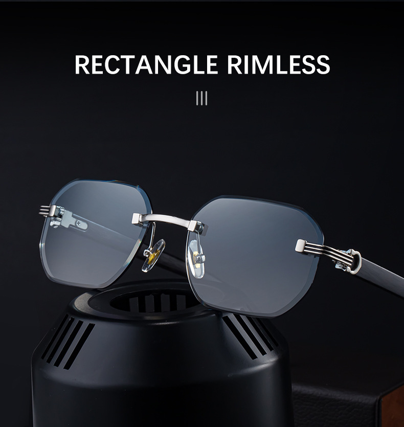 Men's Trendy Rimless Photochromic Sunglasses - Unique High-End Outdoor Eyewear with Adaptive UV Protection – Lightweight & Stylish Details and Specifications
