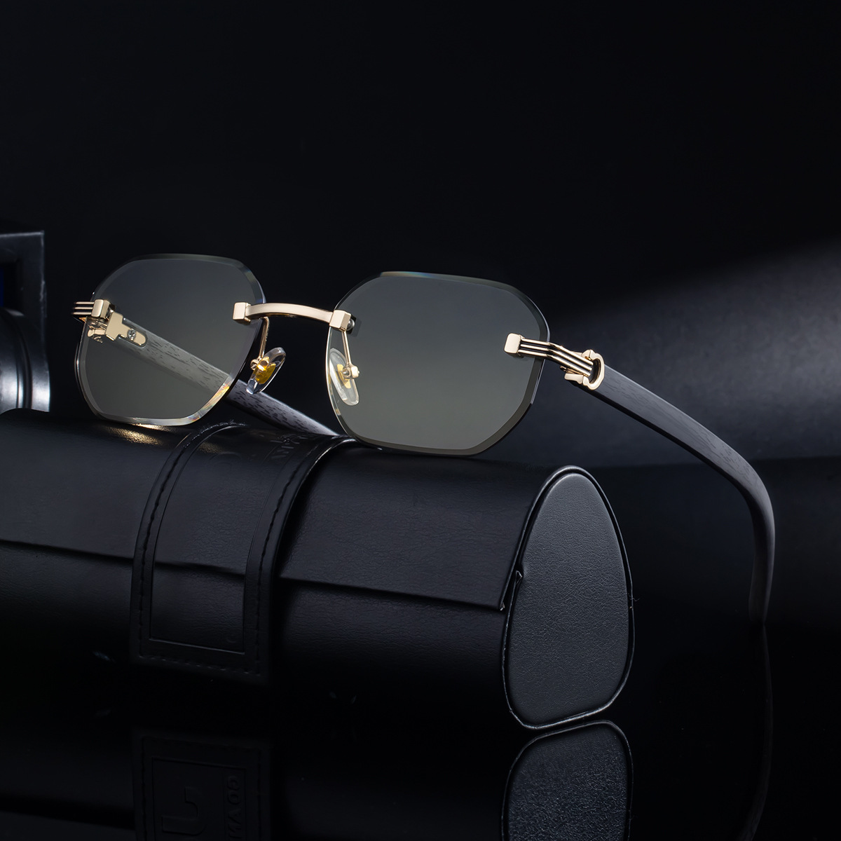 Men's Trendy Rimless Photochromic Sunglasses - Unique High-End Outdoor Eyewear with Adaptive UV Protection – Lightweight & Stylish Custom Eyewear