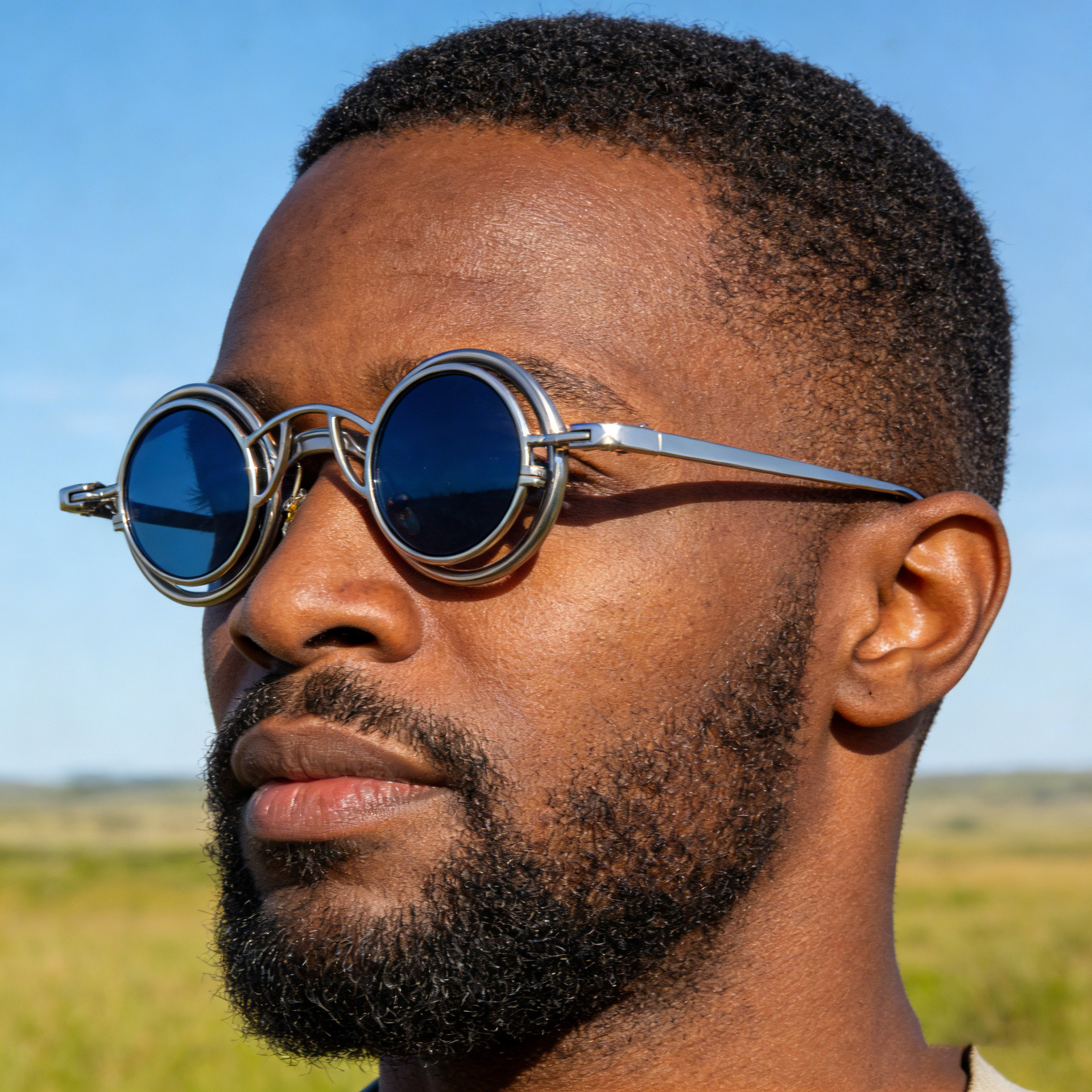 Men's Stylish Round Clip-On Sunglasses - Magnetic Attachment with Metal Temples – High-End Retro Sun Protection Eyewear Custom Eyewear