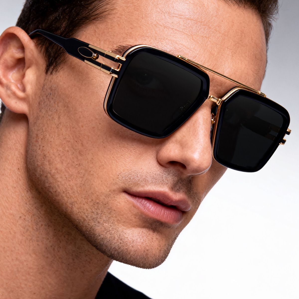 Men's Retro Square Sunglasses with Double Bridge - New High-End Fashion Eyewear for Outdoor Sun Protection – Stylish Male Shades Details and Specifications