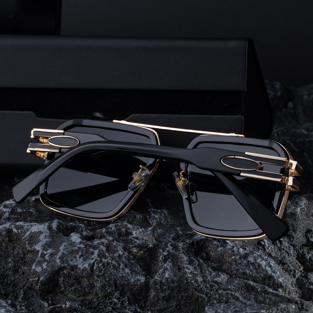 Men's Retro Square Sunglasses with Double Bridge - New High-End Fashion Eyewear for Outdoor Sun Protection – Stylish Male Shades Details and Specifications