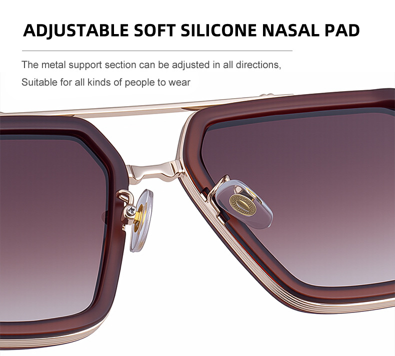 Men's Retro Square Sunglasses with Double Bridge - New High-End Fashion Eyewear for Outdoor Sun Protection – Stylish Male Shades Details and Specifications