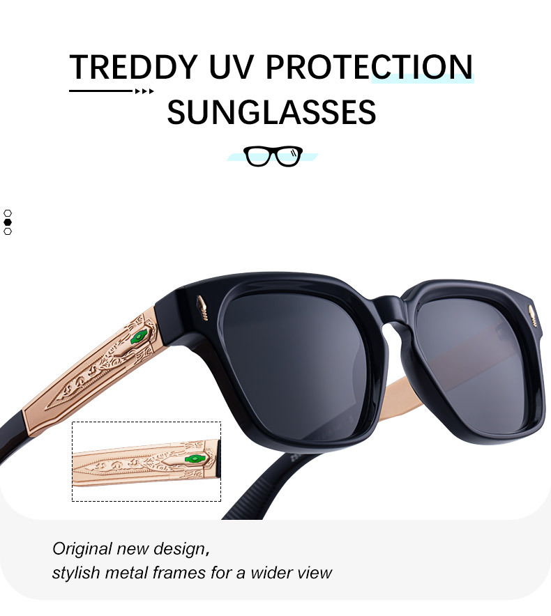 Men's Retro Square Polarized Sunglasses - New High-End Fashion Eyewear with Unique Design – Premium UV Protection Shades for Outdoor Details and Specifications