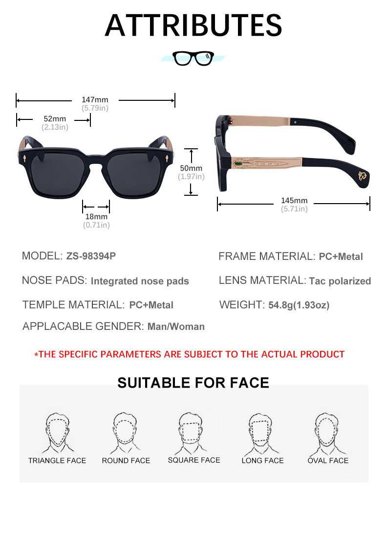 Men's Retro Square Polarized Sunglasses - New High-End Fashion Eyewear with Unique Design – Premium UV Protection Shades for Outdoor Details and Specifications