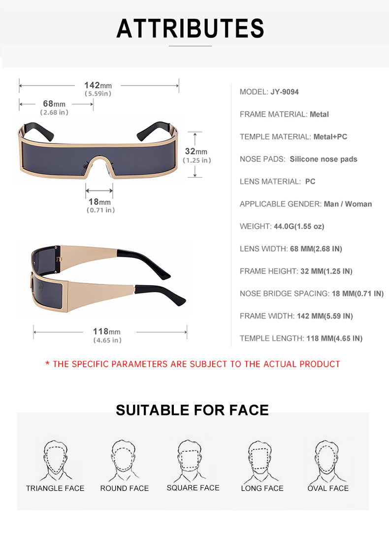 New Fashion Small Square Rimless Integrated Sunglasses - Personalized Metal UV Protection Shades Details and Specifications