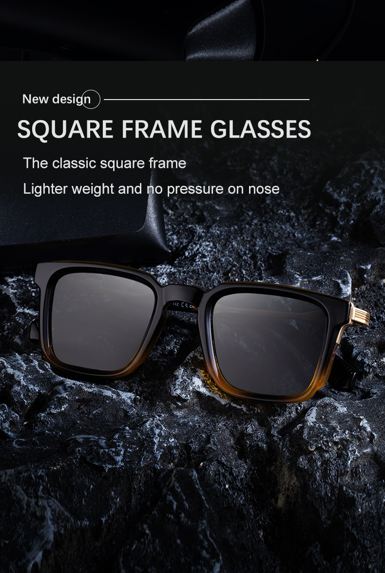 New Fashion Men's Square Sunglasses with Zinc Alloy Temples - Outdoor UV Protection Shades Details and Specifications