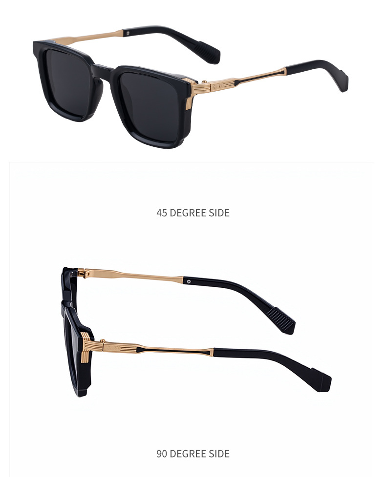 New Fashion Men's Square Sunglasses with Zinc Alloy Temples - Outdoor UV Protection Shades Details and Specifications