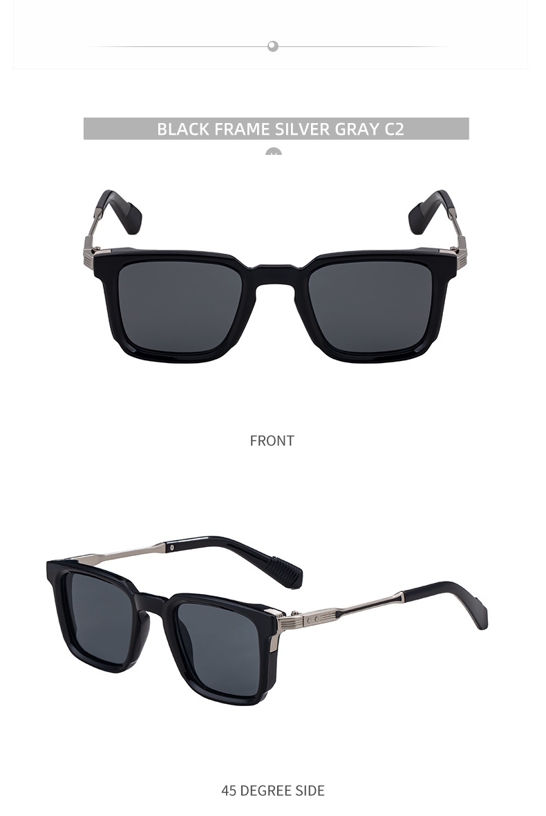 New Fashion Men's Square Sunglasses with Zinc Alloy Temples - Outdoor UV Protection Shades Details and Specifications
