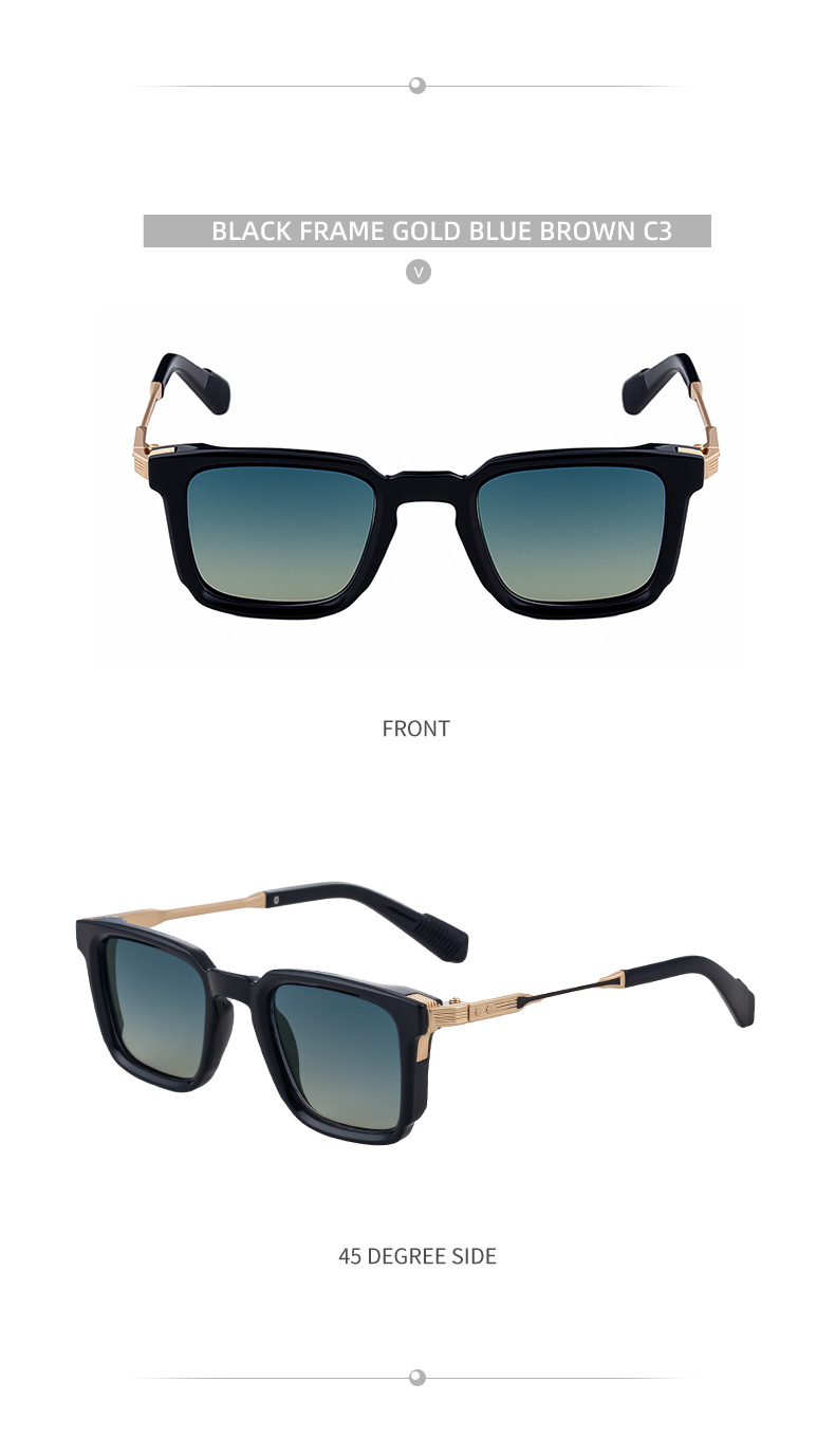New Fashion Men's Square Sunglasses with Zinc Alloy Temples - Outdoor UV Protection Shades Details and Specifications