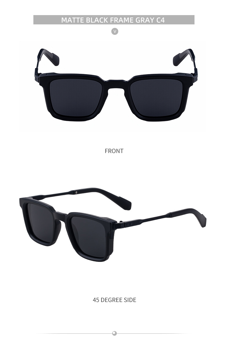 New Fashion Men's Square Sunglasses with Zinc Alloy Temples - Outdoor UV Protection Shades Details and Specifications