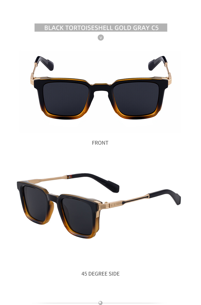 New Fashion Men's Square Sunglasses with Zinc Alloy Temples - Outdoor UV Protection Shades Details and Specifications