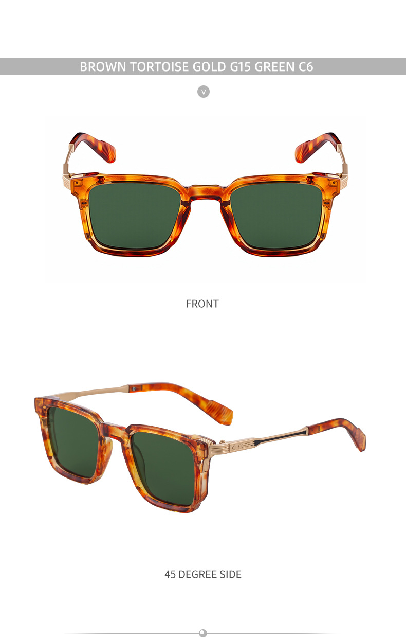 New Fashion Men's Square Sunglasses with Zinc Alloy Temples - Outdoor UV Protection Shades Details and Specifications