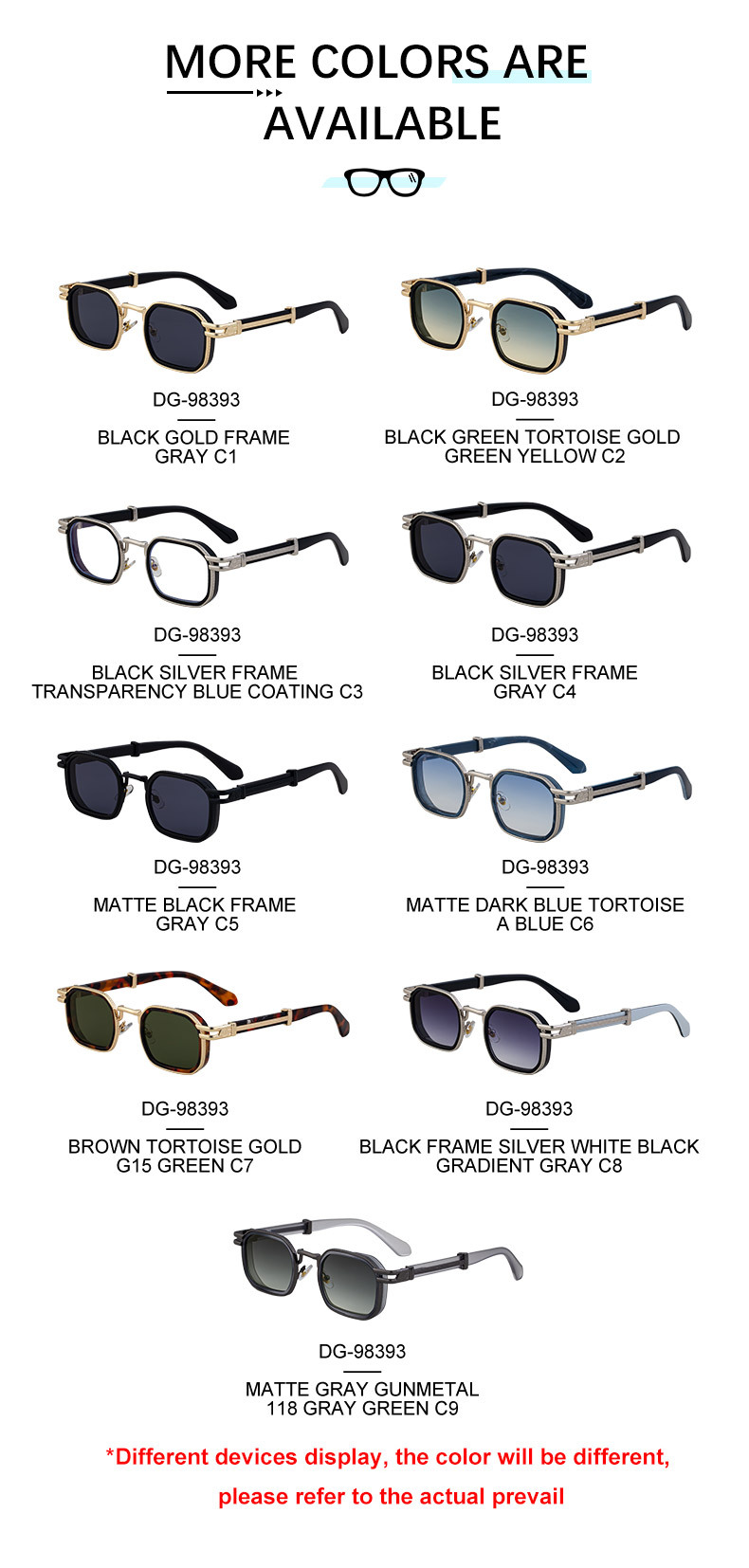 New Fashion Men's Square Sunglasses - Retro Punk Style Premium UV Protection Shades Details and Specifications