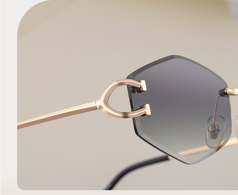 2026 New Fashion Rimless Sunglasses for Women – Trendy Metal Temple Street Style UV400 Outdoor Sun Glasses Details and Specifications