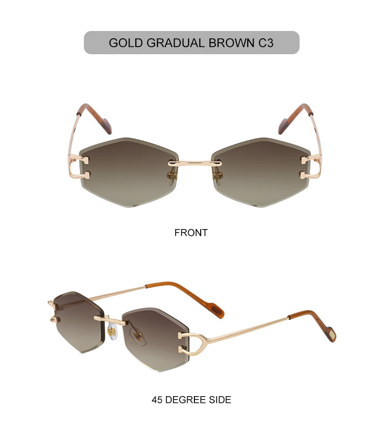2026 New Fashion Rimless Sunglasses for Women – Trendy Metal Temple Street Style UV400 Outdoor Sun Glasses Details and Specifications