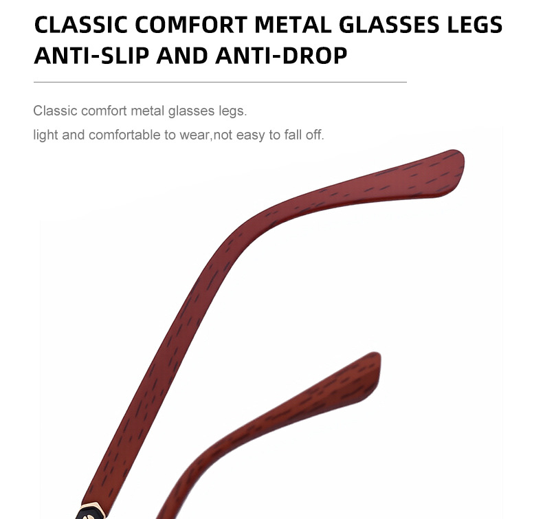 2026 New Auto-Photochromic Rimless Sunglasses for Men & Women – Premium Instant Color-Changing Glasses with Faux Wood Grain Temples Details and Specifications