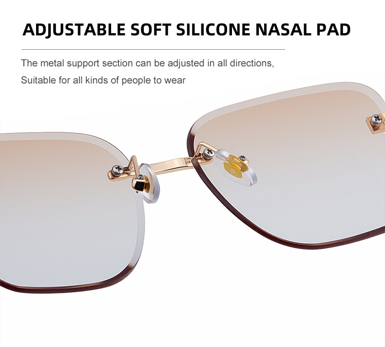 2026 New Auto-Photochromic Rimless Sunglasses for Men & Women – Premium Instant Color-Changing Glasses with Faux Wood Grain Temples Details and Specifications