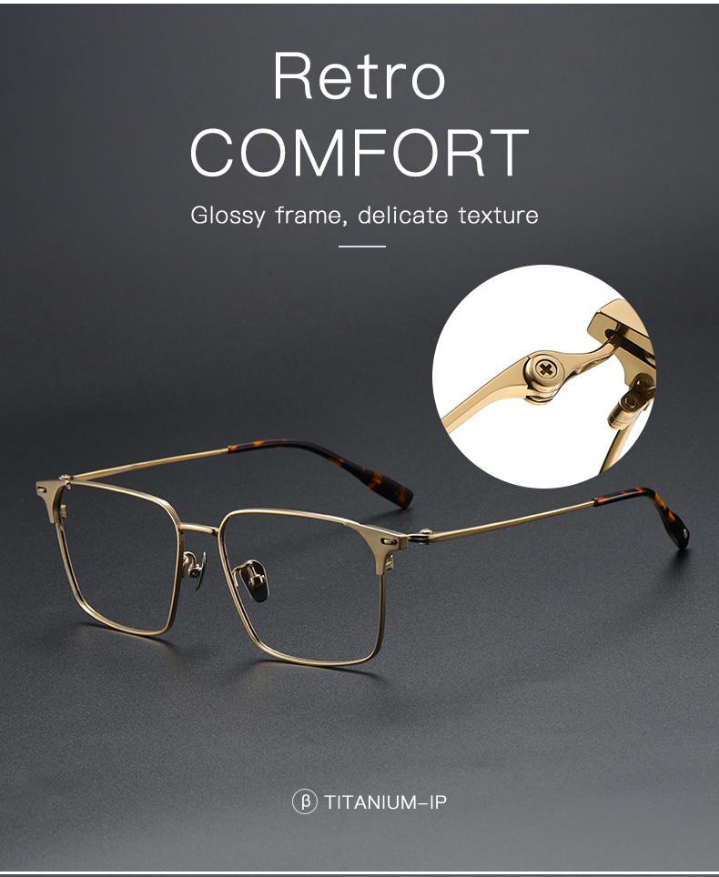 Pure Titanium Glasses Frame Men Retro Glasses Ultra Light Details and Specifications
