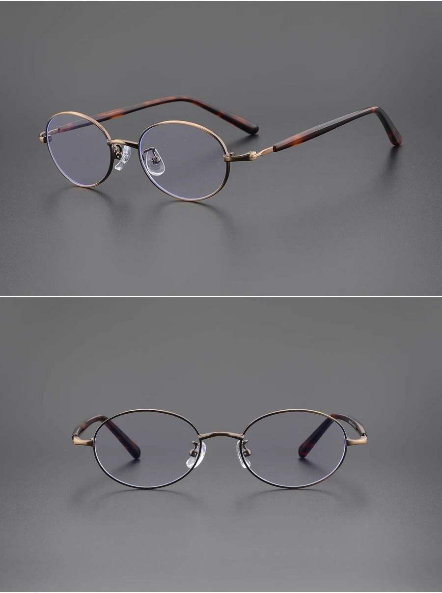 Customizable Retro TR+Metal Small Oval Frame Anti-Blue Light Flat Eyeglasses Unisex TR-90 Material Frames Custom Eyewear