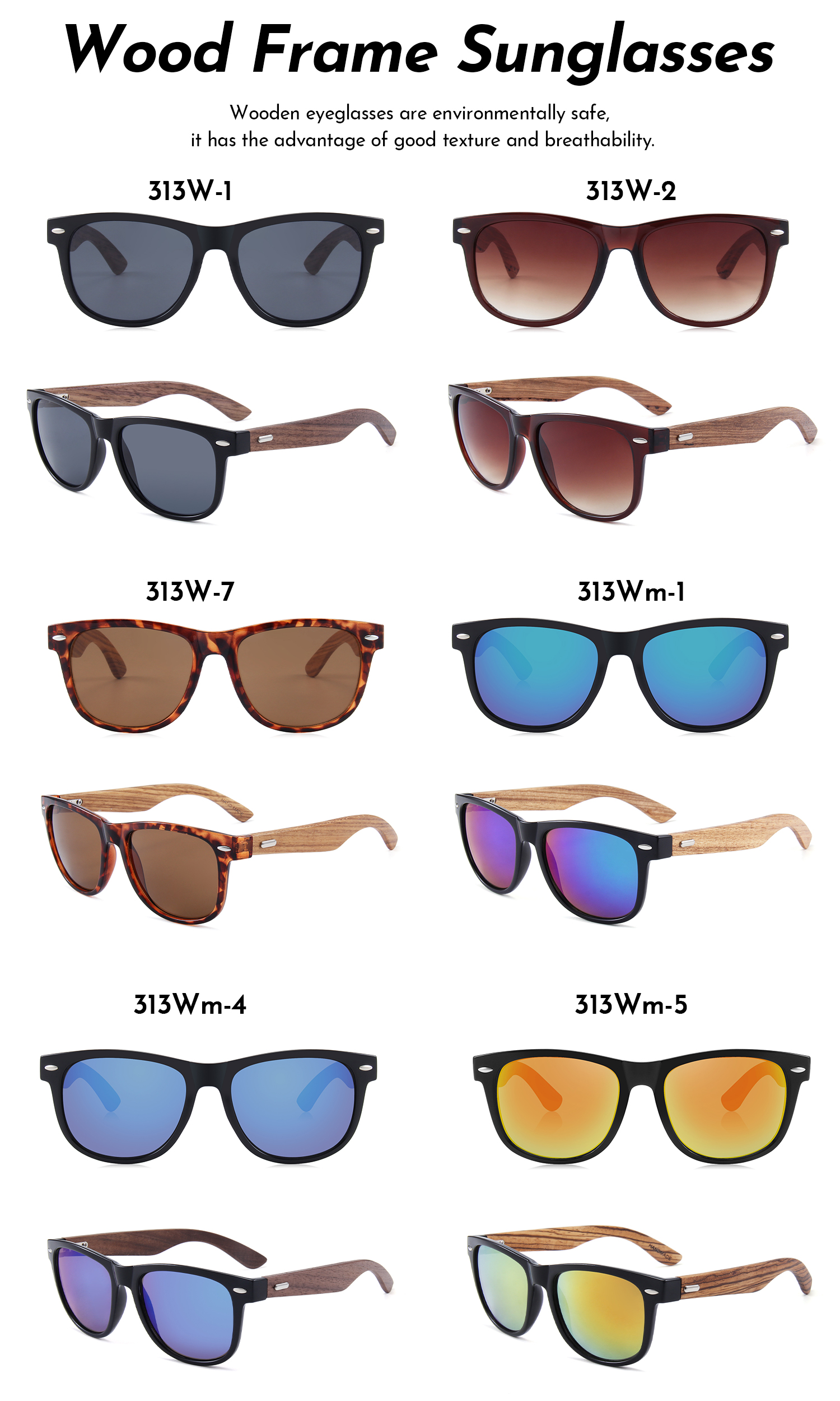 2025 Fashion Uv400 Retro Stylish Customize logo Sunglasses Mens Bamboo Wooden Shades OEM Wholesale Sunglasses Details and Specifications