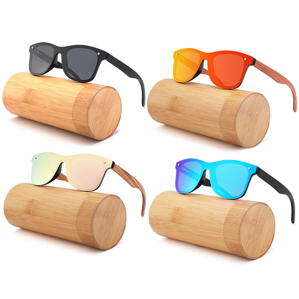 Hot Selling Factory Print Logo Wooden Sunglasses 2025 Custom Polarized Mirror Wood Bamboo Black Sunglasses for Unisex Custom Eyewear
